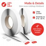 Label-The-Cable LTC Easy Tape Strap, Klettbandrolle selbstklebend 20mm, weiß, 8m (LTC 1520-8-20)