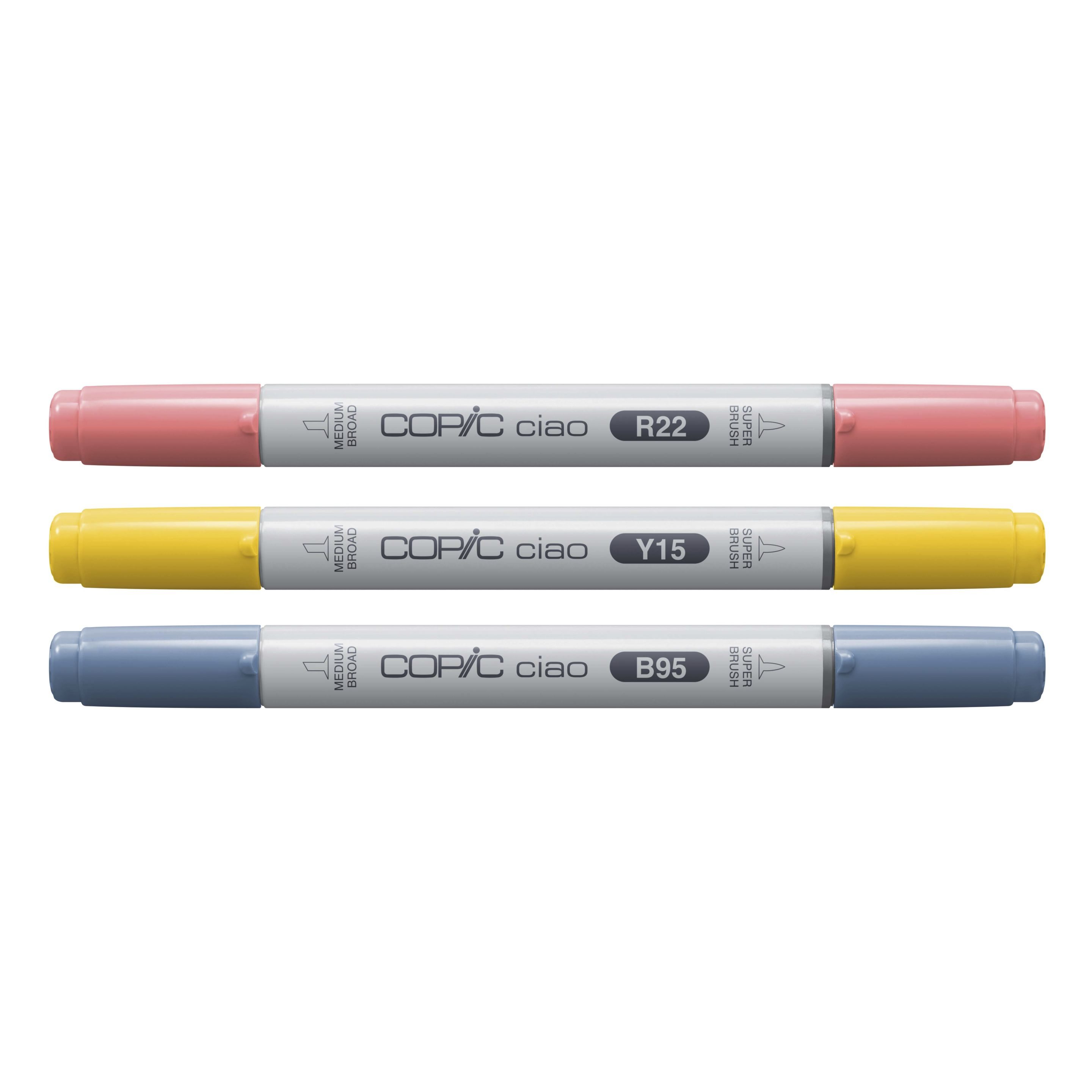COPIC Ciao Brilliant Palette Layoutmarker-Set 1,0 + 6,0 mm Blau, Rot, Gelb