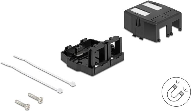 Delock Keystone Leergehäuse 2 Port mit magnetischer Unterseite, schwarz (85842)