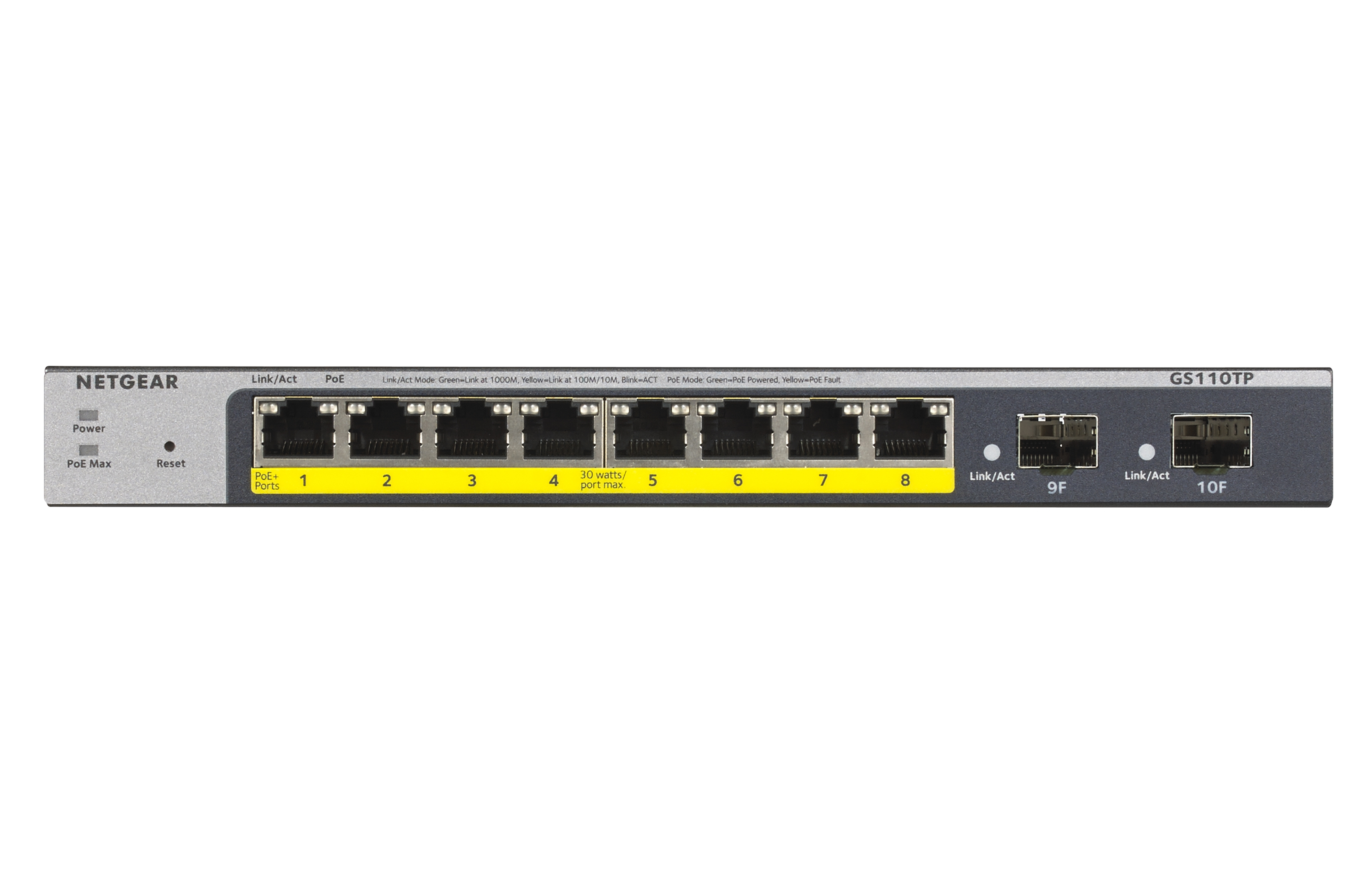 NETGEAR Smart GS110TPv3 Switch 8 Ports PoE+ 2 SFP Grau
