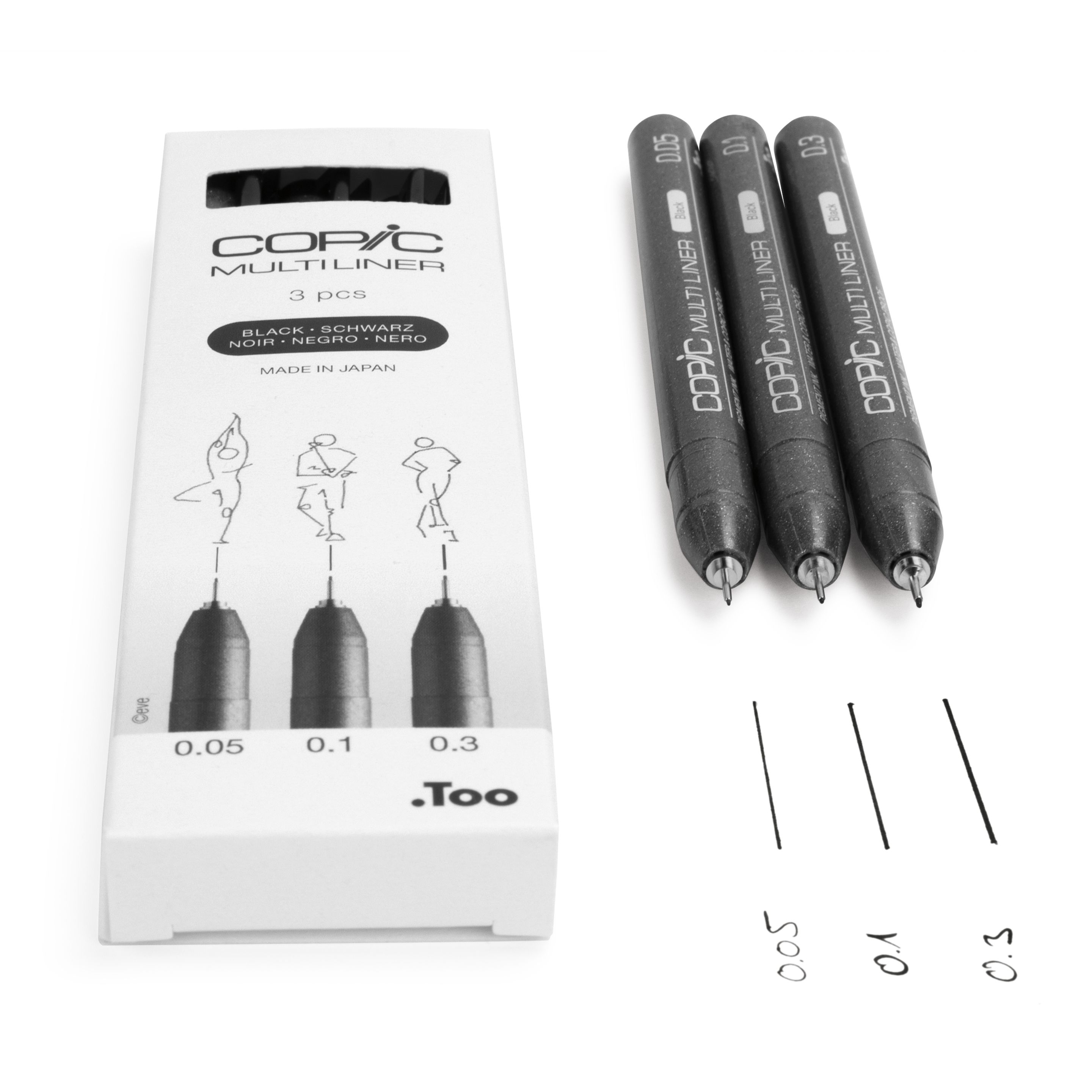 COPIC Multiliner Fineliner Set 0.05 + 0.1 + 0.3 mm 3 St. Schwarz
