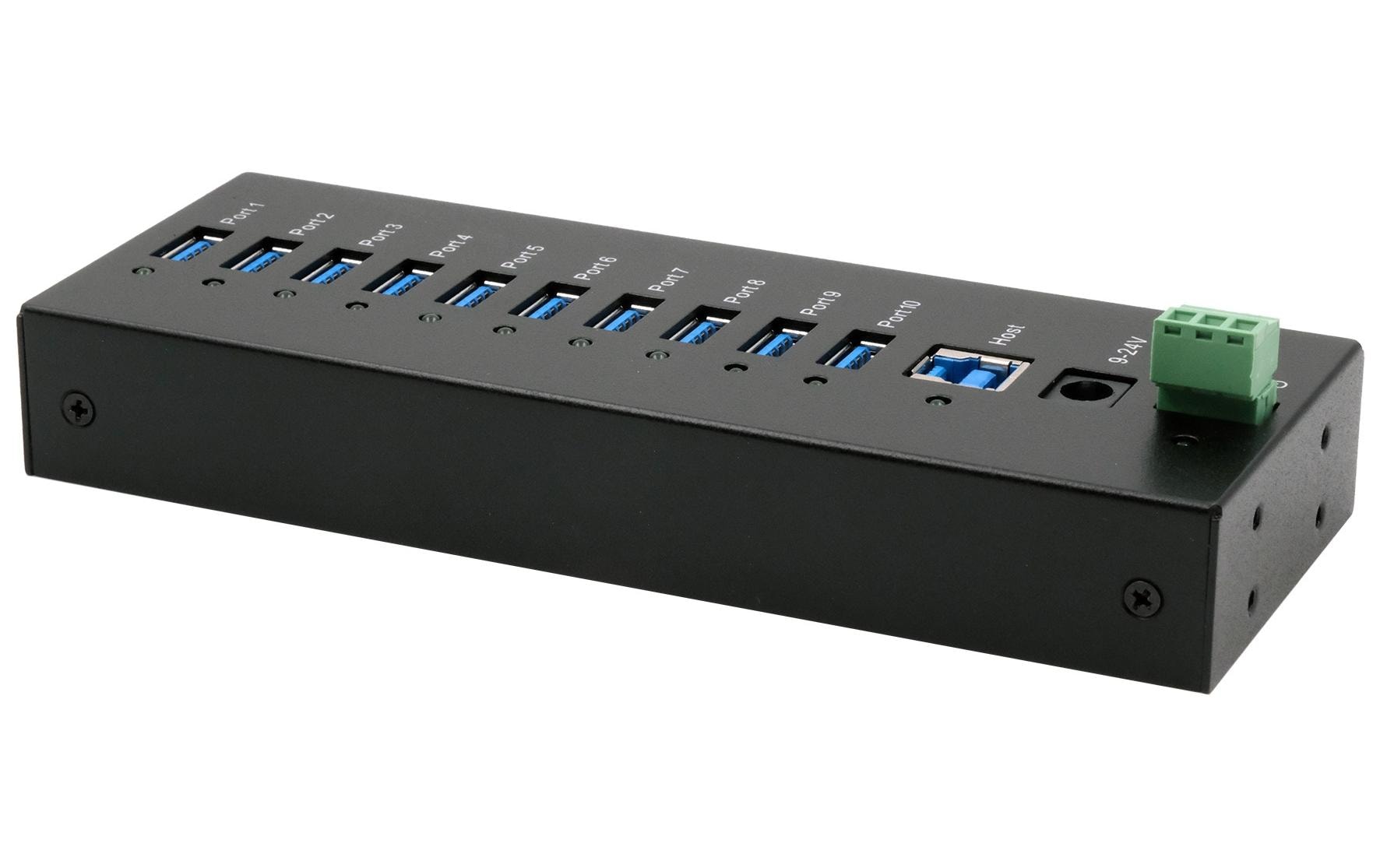 Exsys EX-11230HMS 10-Port USB 3.2 Gen 1 Hub Schwarz