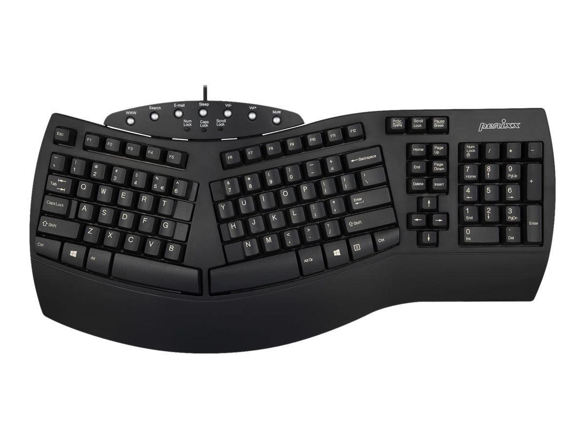 Perixx PERIBOARD-512 Classic Ergonomische Tastatur USB US Schwarz