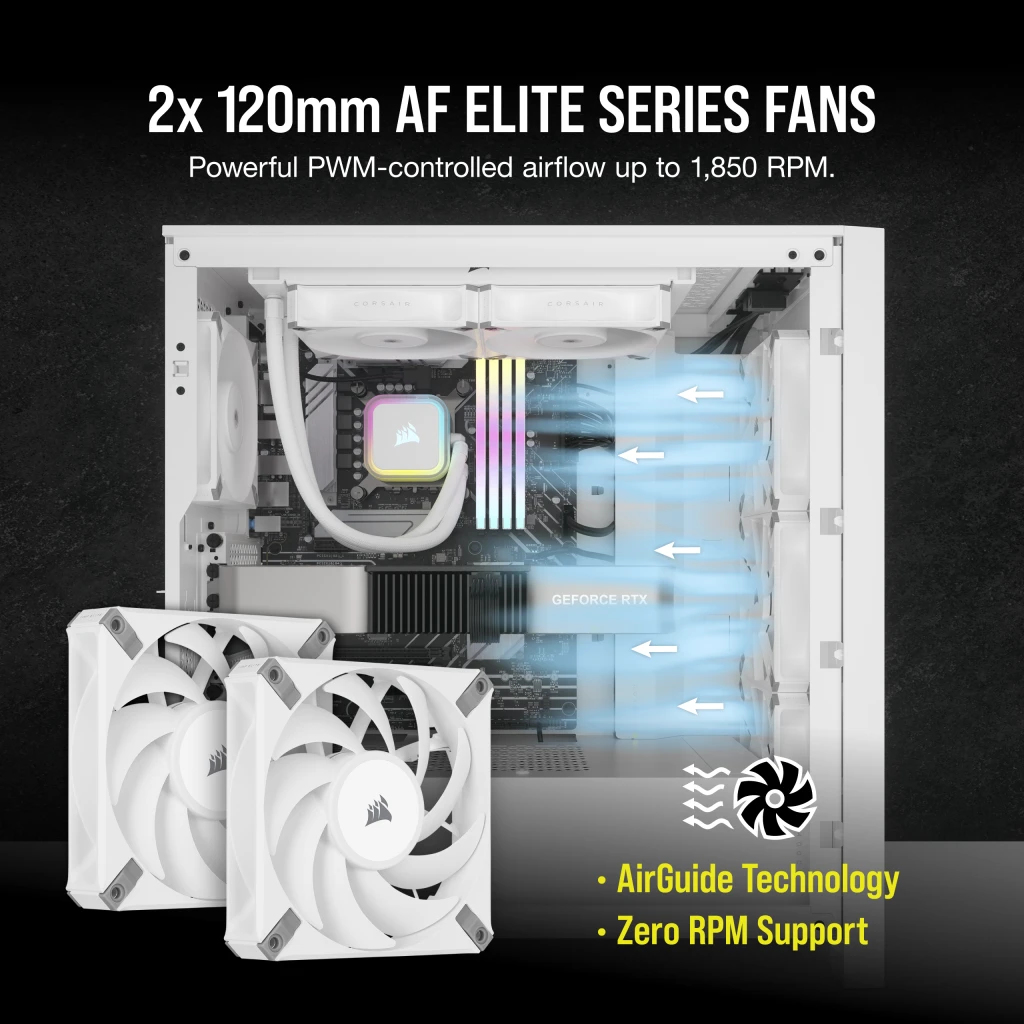 CORSAIR iCUE H100i Elite RGB Prozessor-Flüssigkeitskühlung 240 mm Weiß