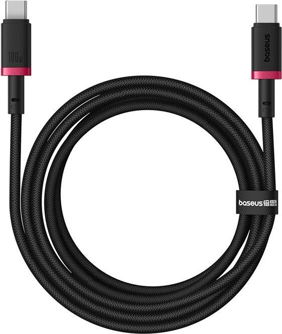Baseus Dura Typ C auf Typ C 100 W Schnellladekabel 2 m Schwarz, Rot (P10377803U01-03)