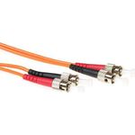 ACT 0.5 meter LSZH Multimode 62.5/125 OM1 fiber patch cable duplex with ST connectors. St/st 62,5/125 dup om1 0.50m (RL1000)