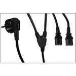 equip Y-Stromkabel, 1 x Schuko - 2 x Kaltgerätekupplung Kabellänge: 2 m (1,2 m + 0,8 m), Farbe: schwarz (112220)