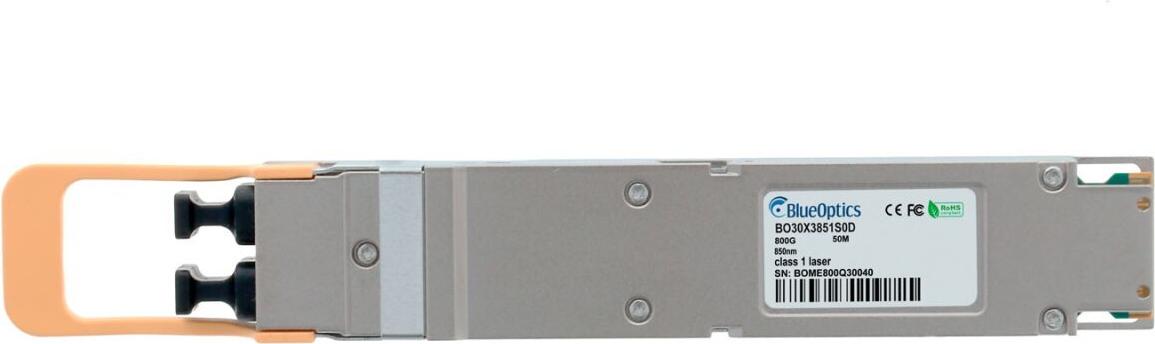 Kompatibler NVIDIA MMA4Z00-NS-T 800G OSFP Transceiver, Twin-Port MPO-MTP-12/APC, IHS/Finned Top, Ethernet, 2x400GBASE-SR4, Multimode Fiber, 850nm, 50 Meter, 0°C/+70°C, DDM (MMA4Z00-NS-T-BO)