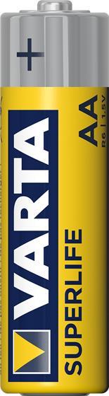 Varta SUPERLIFE AA. Batteriegröße: AA, Batterietechnologie: Zink-Karbon, Batteriespannung: 1,5 V. Höhe: 50,5 mm, Durchmesser (mm): 1,45 cm, Gewicht: 16,7 g (2006101304)