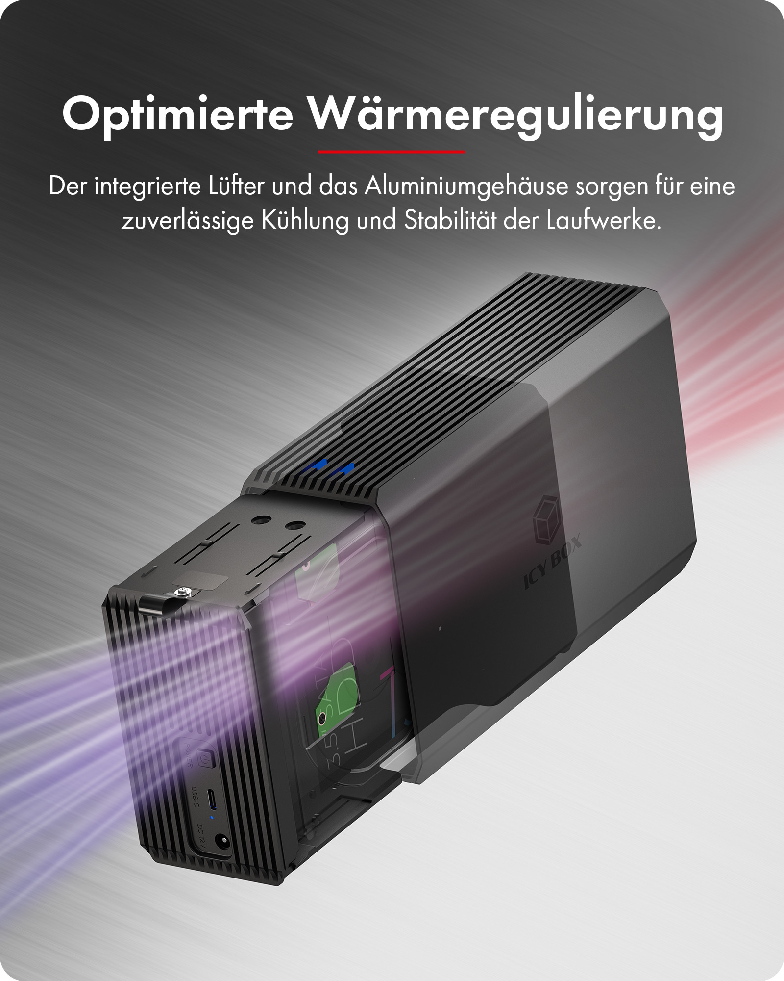 ICY BOX IB-RD3720-CU3 2-Bay RAID Gehäuse 2,5"/3,5" SATA USB 3.2 Gen 2 Schwarz