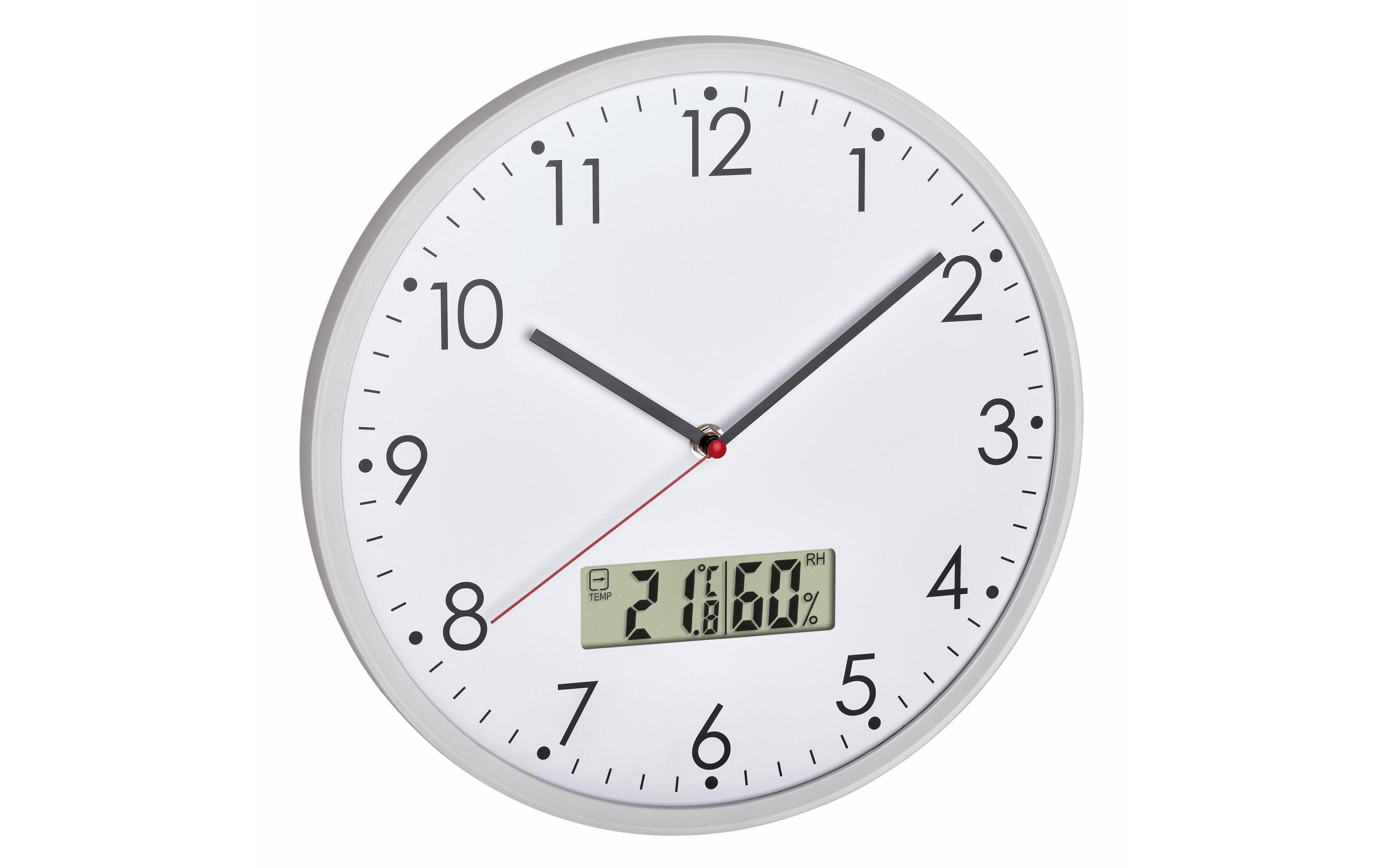 TFA Wanduhr 30.2 cm Analog Weiß