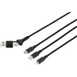 Renkforce USB-Ladekabel USB 2.0 USB-A Stecker, USB-C® Stecker, USB-Micro-B Stecker, Apple Lightning Stecker, USB-C® Stecker 1.20 m Anthrazit/Schwarz (US203/1.2M)
