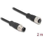 Delock M12 Kabel D-kodiert 4 Pin Stecker zu Buchse PVC 2 m (80845)