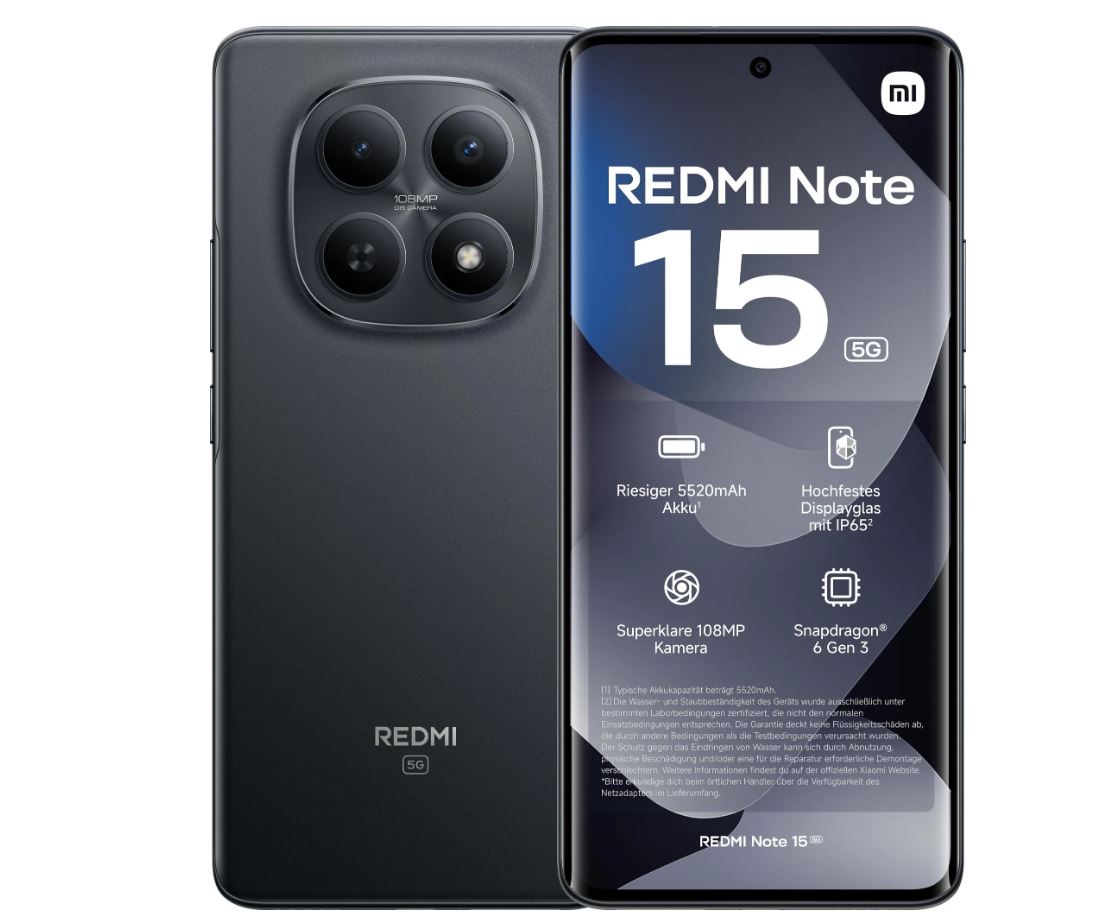 Xiaomi Redmi Note 15 5G 6GB + 128GB Black [Energieklasse B] (MZB0LWLEU)