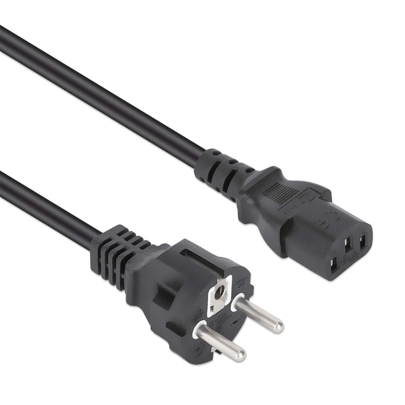 Manhattan Stromkabel Schutzkontakt CEE 7/7 auf Kaltgeräte IEC C13 H05VV-F 3G 1,0 mm² 5 m Schwarz