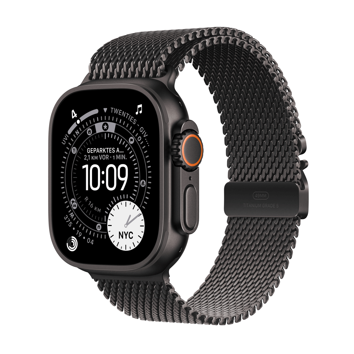 Apple Watch Ultra 3 Titanium Cellular 49mm Schwarz (Milanaise Titan schwarz) Small (MF1N4QF/A)