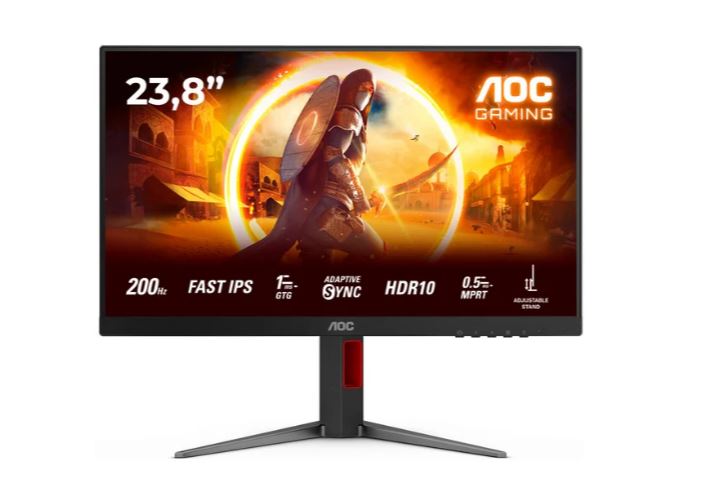 AOC 24G4HA, Gaming-Monitor - (60.5 cm (23.8 Zoll), schwarz (matt), FullHD, Fast-IPS, Adaptive-Sync, G-Sync kompatibel, 200Hz Panel)(TFT/LCD) [Energieklasse E] (24G4HA)