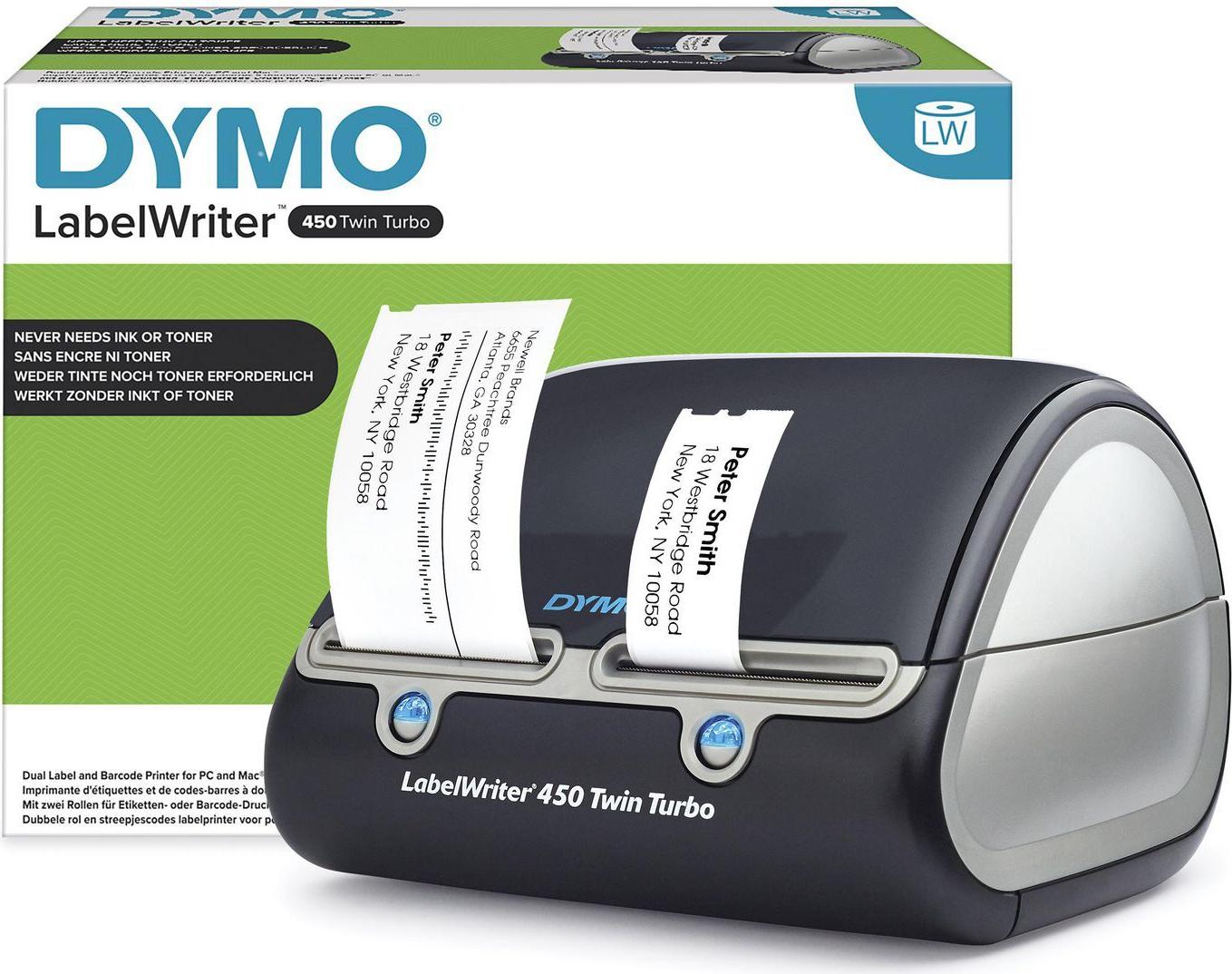 DYMO LabelWriter 450 Twin Turbo Etikettendrucker Thermodirekt 600 x 300 dpi USB Schwarz/Silber