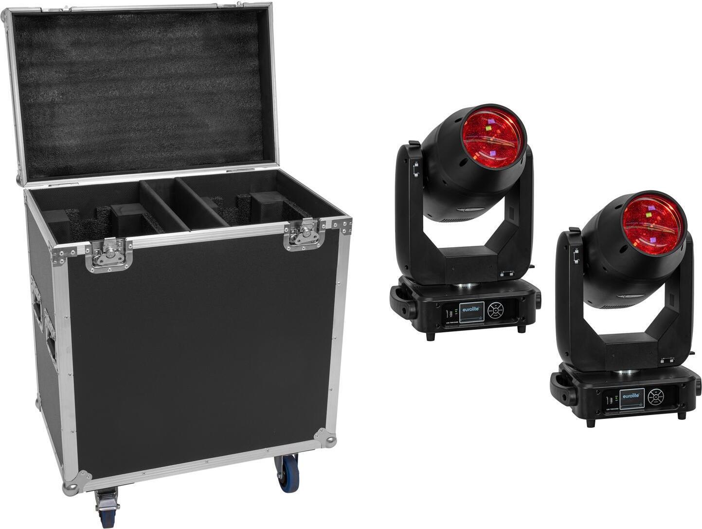 EUROLITE Set 2x LED TMH-S400 CMY Moving Head Beam/Spot/Wash + Case mit Rollen