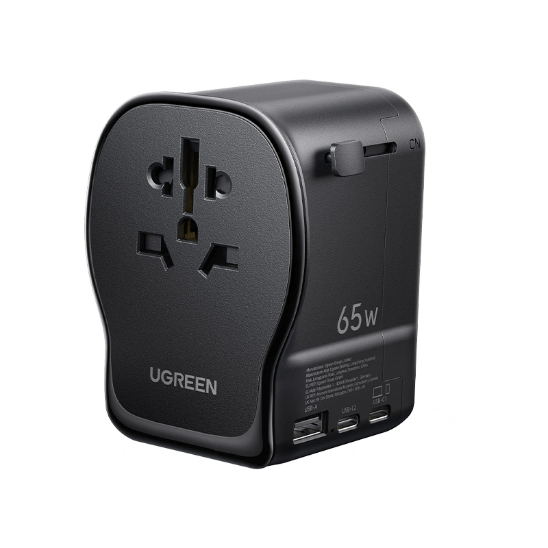 Ugreen S550 65W Universal Reiseadapter 4 Anschlüsse Schwarz, Grau