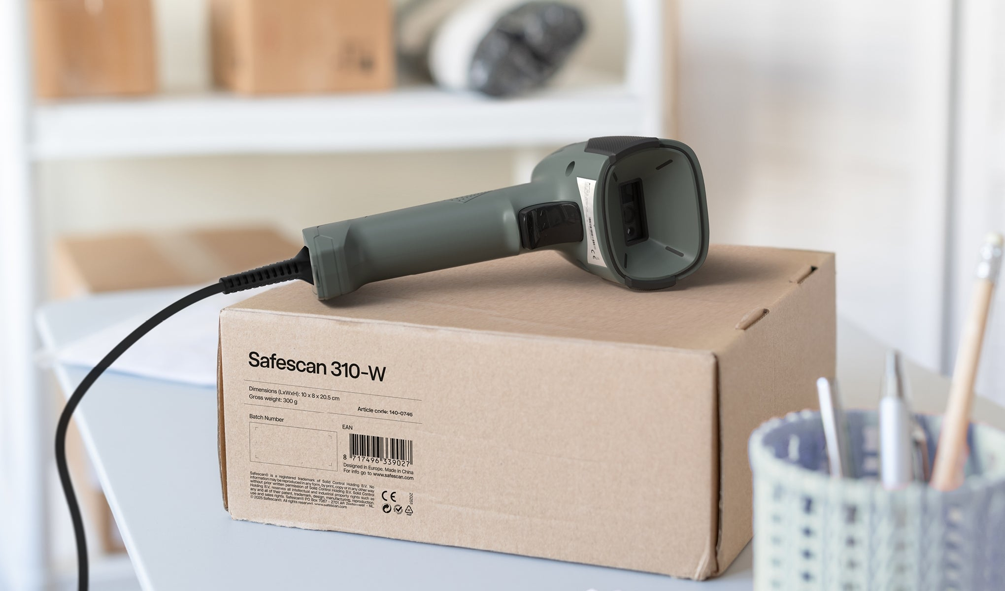 Safescan 310-W Barcode-Scanner 1D/2D USB IP54 Schwarz, Grau