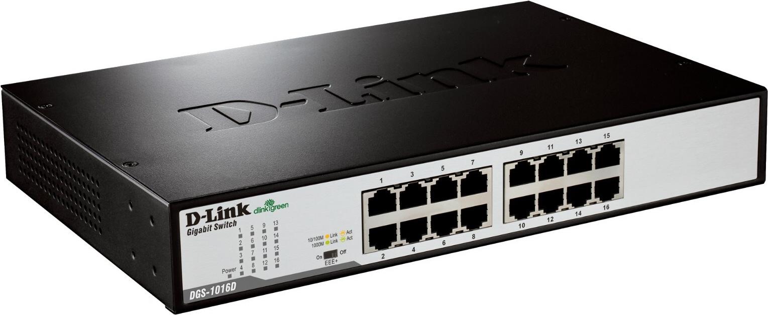 D-Link DGS-1016D 16-Port Gigabit Unmanaged Switch Schwarz, Metallisch