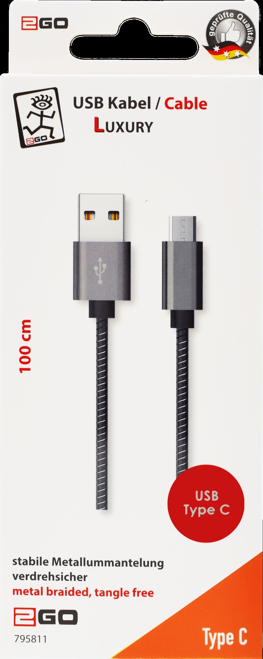 2GO Cable USB Type-C 1m grey