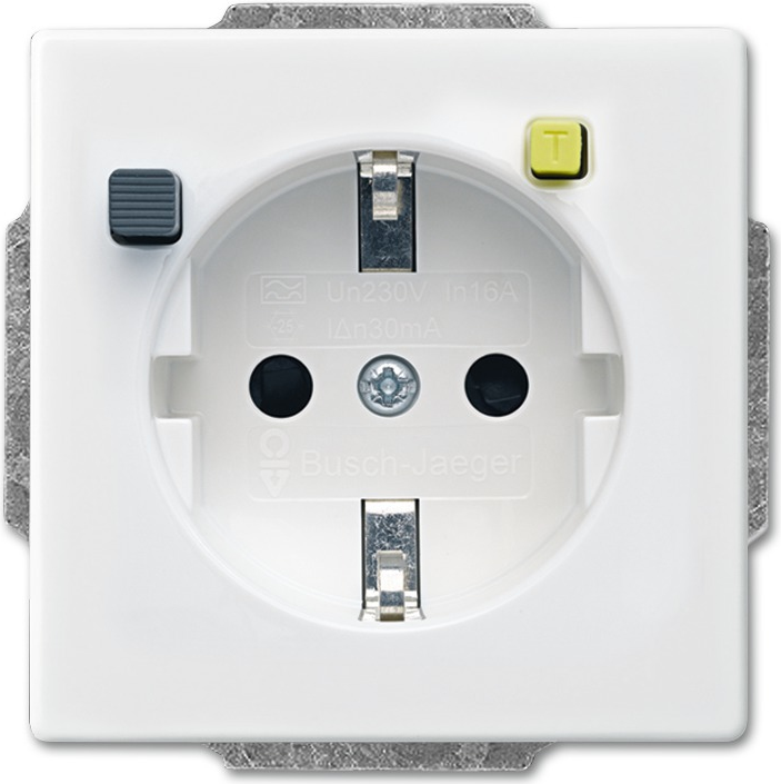 Busch-Jaeger 3120 EUCB-84. Buchsen-Typ: CEE 7/3, Anzahl der Pole: 2P+E, Temperaturbereich in Betrieb: -25 - 40 °C. Produktfarbe: Weiß, Internationale Schutzart (IP-Code): IP20. Ausgangsspannung: 230 V, Ausgangsstrom: 16 A (3116-0-0662)