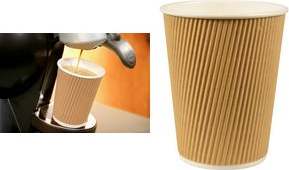 PAPSTAR Papp-Trinkbecher "pure" Ripple Wall, 0,3 l, beige aus gerillter Pappe mit PLA-Beschichtung, Durchmesser: 90 mm - 1 Stück (86271)
