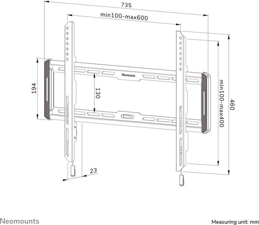 Neomounts WL30-550BL16 TV-Wandhalterung Starr für Curved-TVs 40"-75" 60 kg Schwarz
