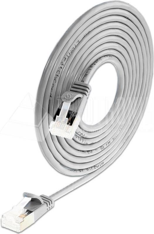 Wirewin Lightpatchkabel rund U/FTP Cat 6a grau 0,25m Slim Lightpatchkabel rund, geschirmt, PoE, flexibles und dünnes Kabel für besondere Einsatzzwecke (PKW-LIGHT-STP-K6A 0.25)