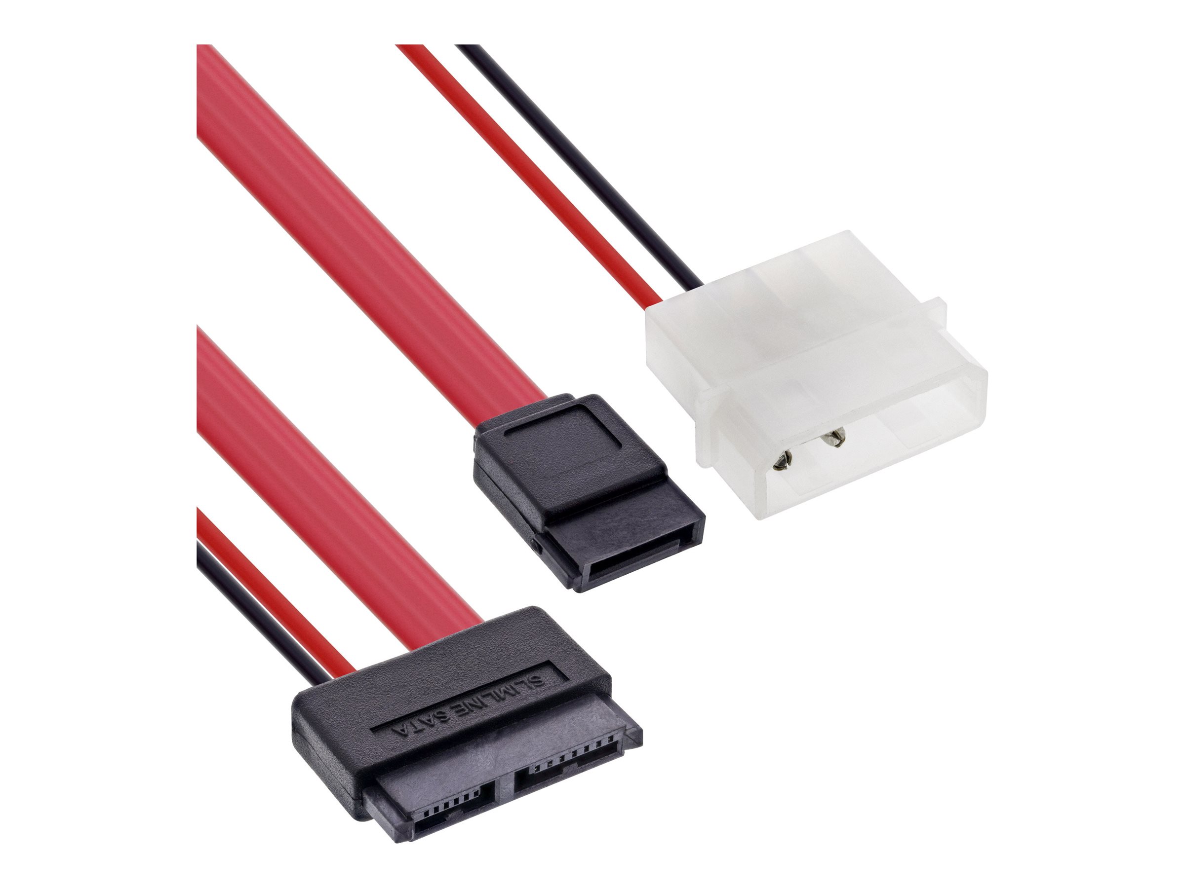 InLine SATA-Kabel Slimline SATA 13-polig (7+6) auf SATA 7-polig + Strom 2-polig 0,4 m Schwarz