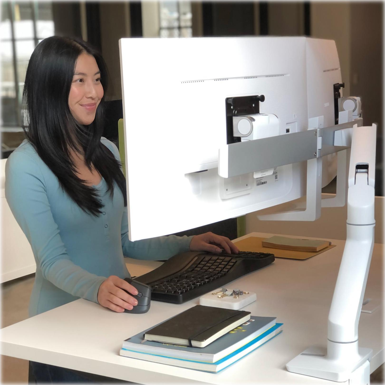 Ergotron HX Dual Monitor Arm Tischhalterung für 2 Monitore bis 32" 29,2 cm Höhenverstellung Weiß