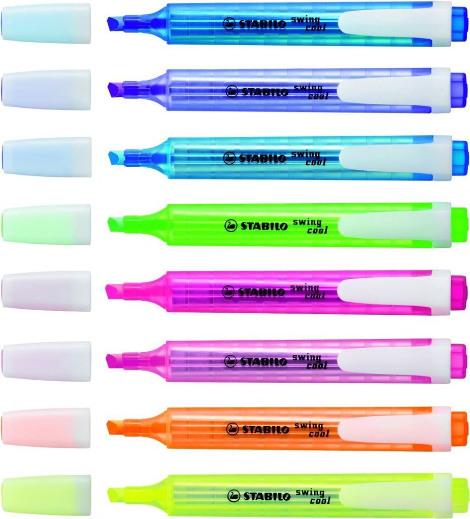 STABILO swing cool Textmarker 4er Set Keilspitze 1,0–4,0 mm Mehrfarbig