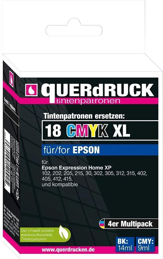 QD150E0004 QUERDRUCK EPSON XP Tinte (4) cmyk XL rebuilt COMP008 Blister (QD150E0004)