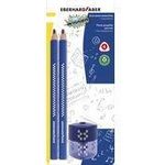 EBERHARD FABER Bleistift-Set TRI WINNER, 2B, blau, 3-teilig dreieckig, Härtegrad: 2B, Minenstärke: 4,0 mm, holzfrei, - 1 Stück (510096)