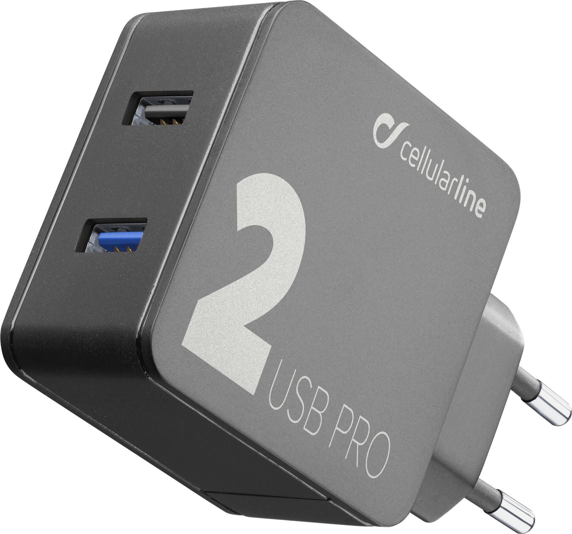 Cellularline ACHUSB2QC30W Indoor Schwarz (ACHUSB2QC30WK)