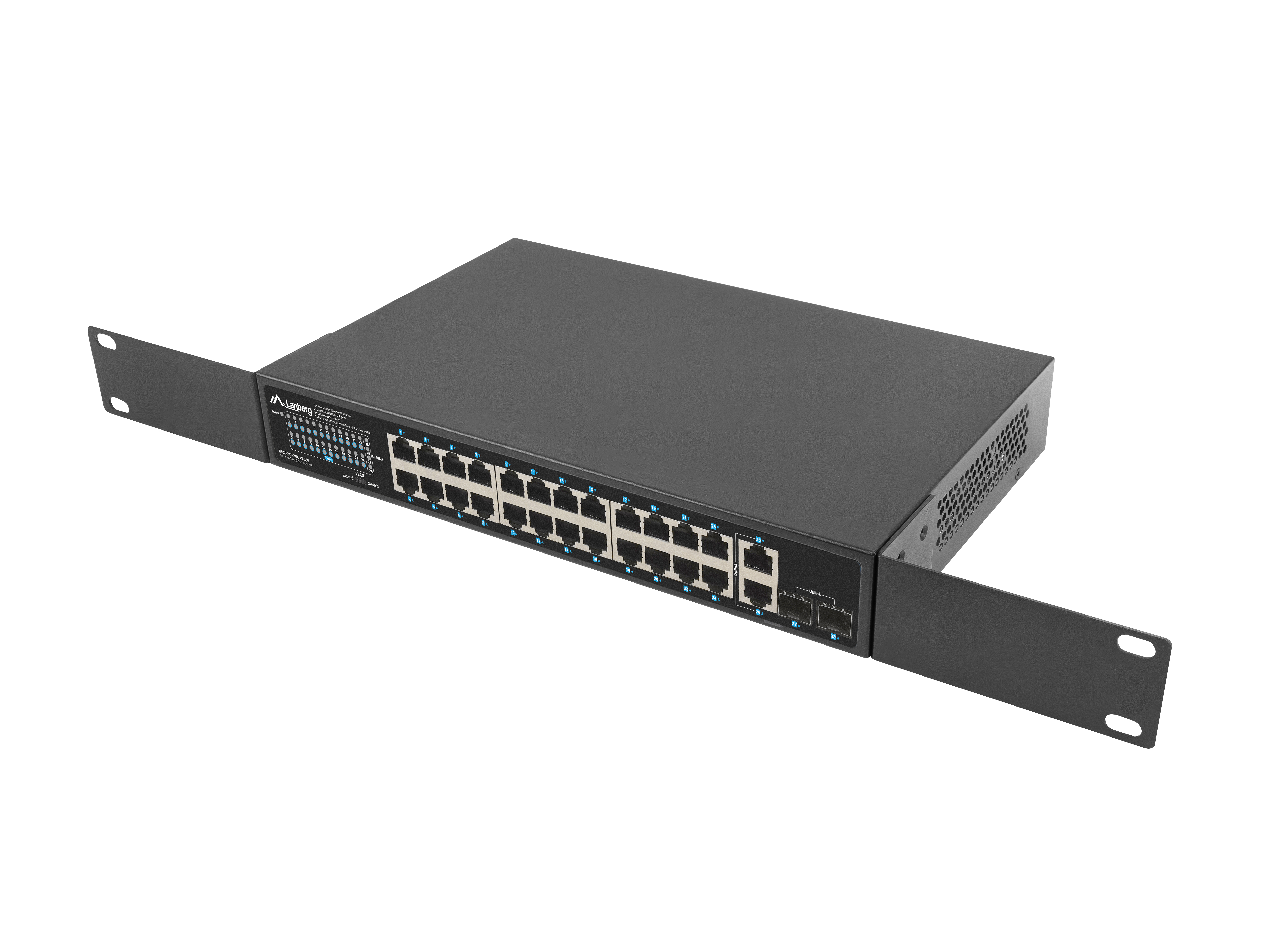 Lanberg RSGE-24P-2GE-2S-250 Netzwerk-Switch Unmanaged 24 Ports PoE+ Schwarz