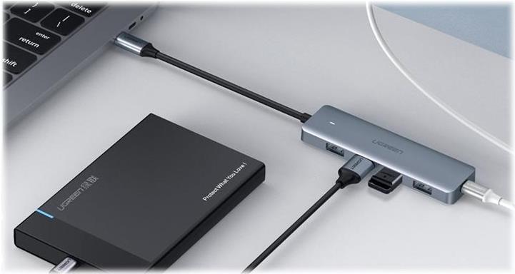 Ugreen 70336 USB-Hub 4 Ports USB 3.0 Silber