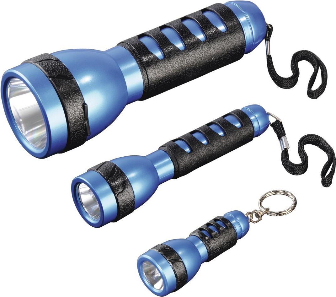hama LED Taschenlampen-Set "FL-130", blau / schwarz drei unterschiedlich große Taschenlampen: 8,5 cm / 15 cm / (113946)