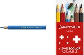 CARAN D'ACHE 1/2 Buntstifte SWISSCOLOR Aquarelle, 6er Karton wasservermalbar, aus Zedernholz, hexagonaler Schaft, - 1 Stück (1286.806)