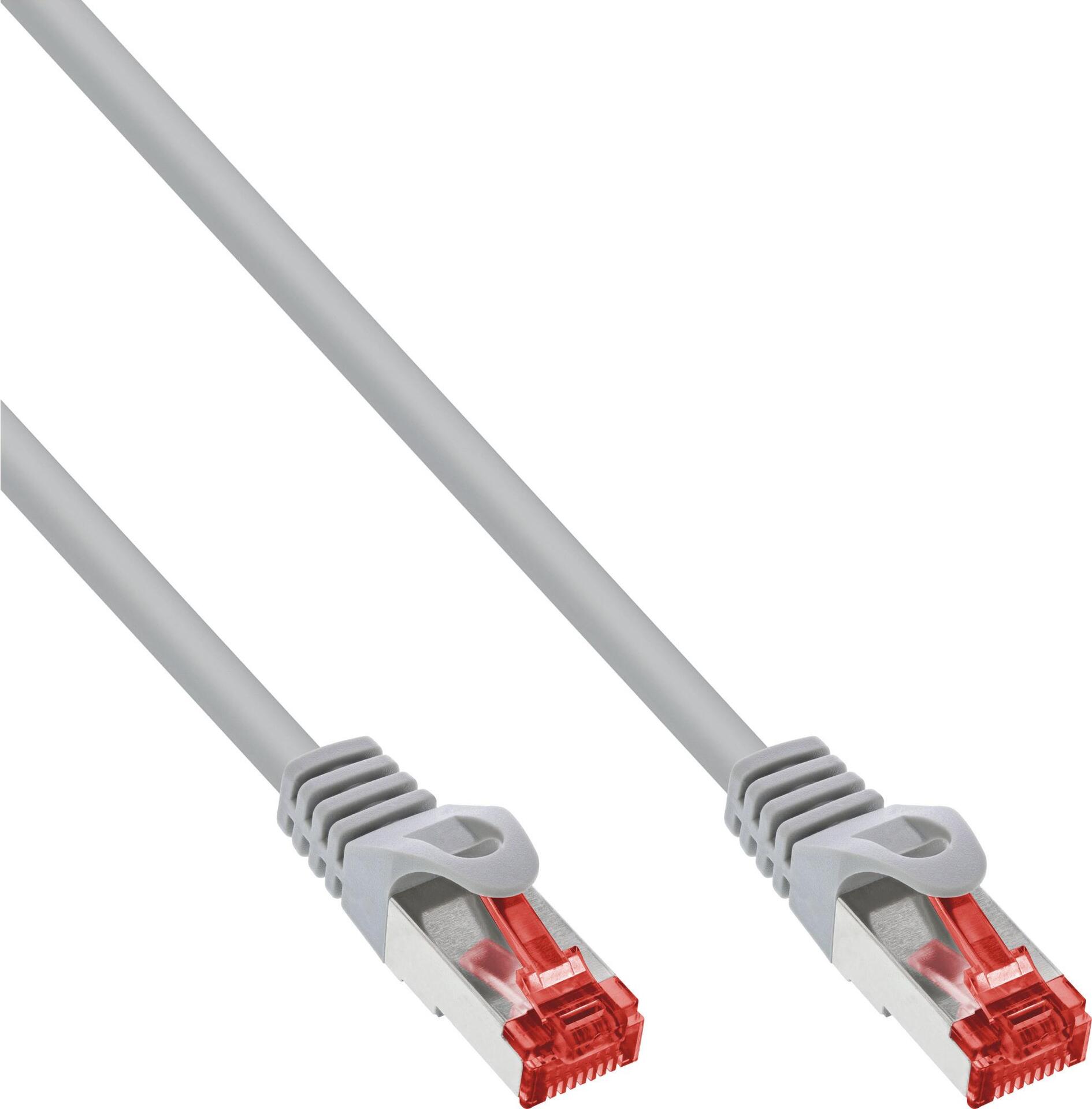 InLine® Patchkabel, S/FTP (PiMf), Cat.6, 250MHz, PVC, Kupfer, grau, 0,8m (S-76408U)