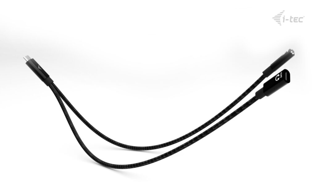 i-tec USB-C Kabel-Splitter Audio/Daten + Power Delivery 100 W, 30 cm, Schwarz