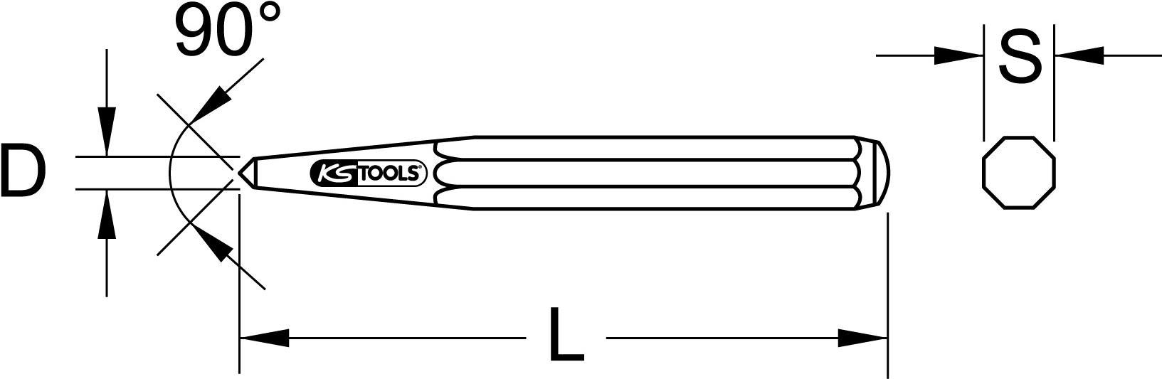 KS TOOLS Körner, 8-kant, Ã? 8mm (162.0365)
