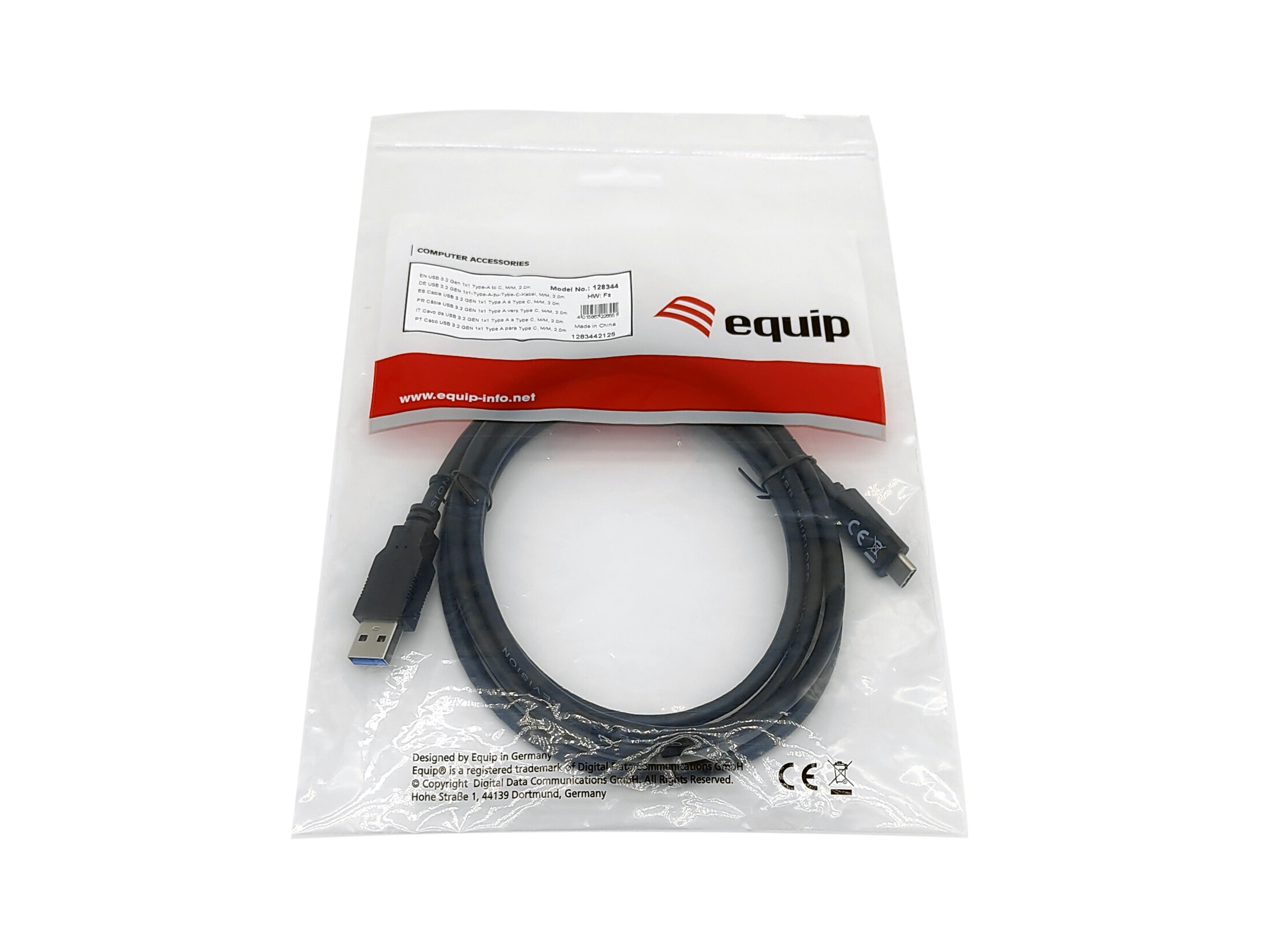 Equip USB 3.2 Gen 1 Typ A auf Typ C Kabel 2 m Schwarz