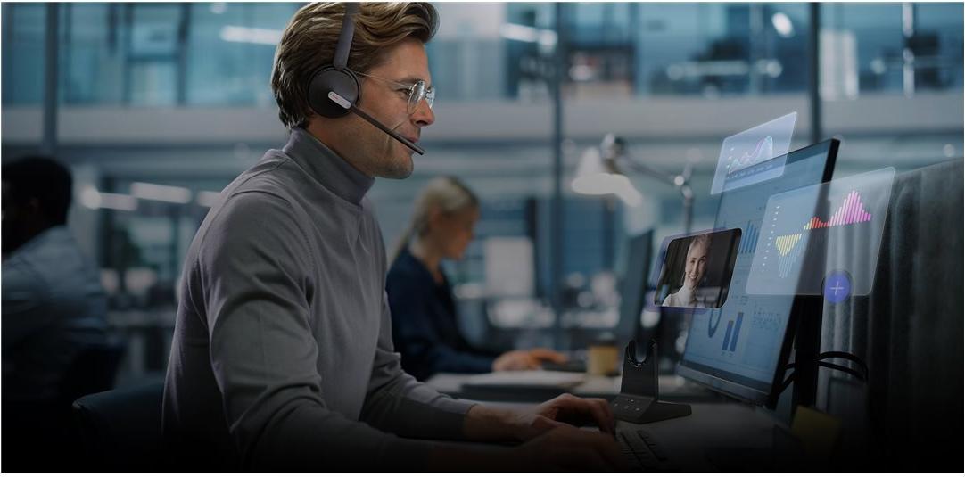 Yealink WH64 Workstation Dual On-Ear Headset DECT Bluetooth 48 h Schwarz