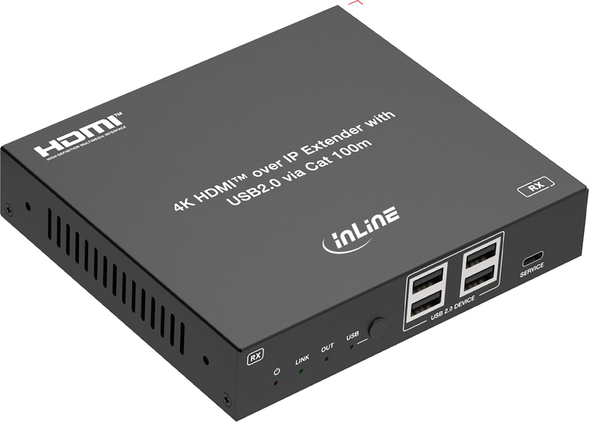 InLine® KVM Extender over IP, HDMI 4K/60Hz, 100m, Empfänger (RX) (57886H)