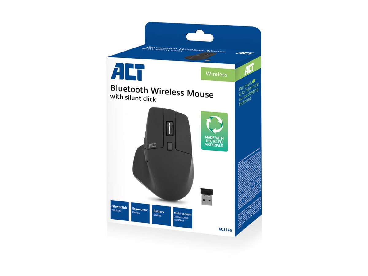ACT AC5146 - Kabellose Maus - 2400 DPI - Bluetooth 5.0 / 2.4 GHz - Schwarz