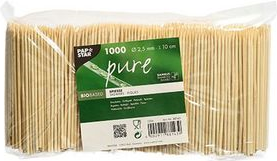 PAPSTAR Spieße "pure", aus Bambus, Länge: 100 mm Durchmesser: 2,5 mm, im Polybeutel - 1 Stück (88143)