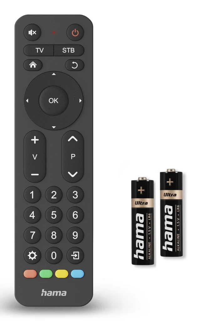 Hama Universal-Fernbedienung TV Infrarot für 2 Geräte große Tasten Schwarz